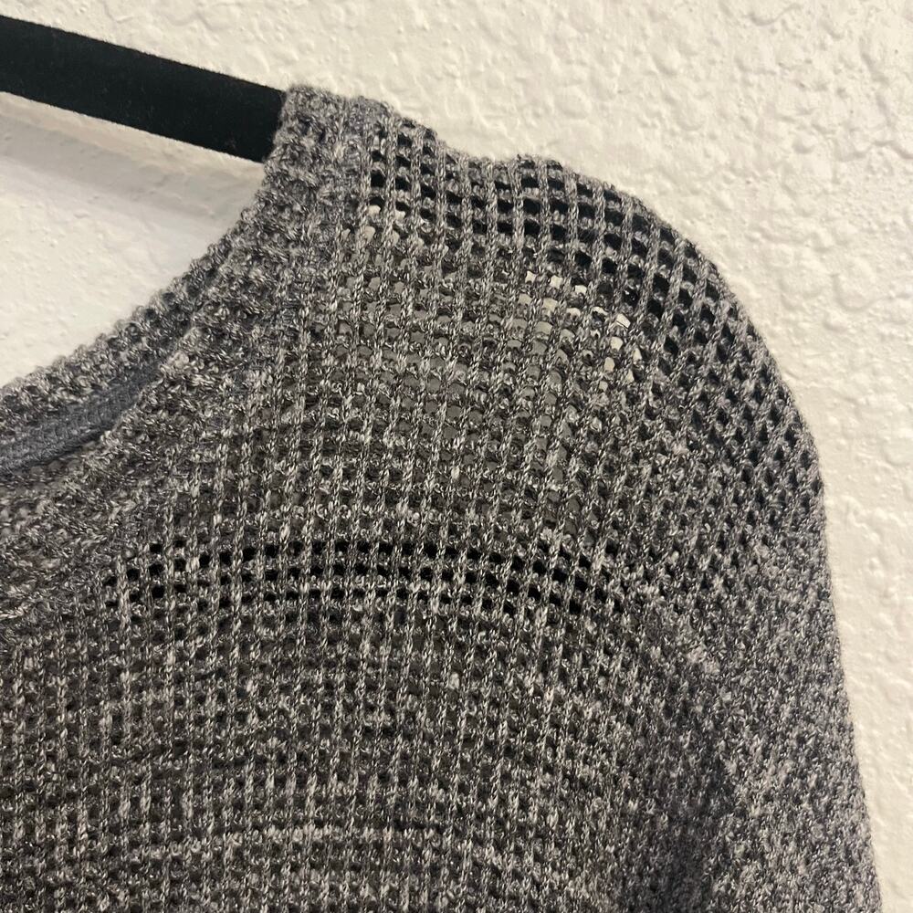 Eileen Fisher Open Knit Asymmetric Sweater M Cotton Melange Mesh Lagenlook Grung - Picture 3 of 11
